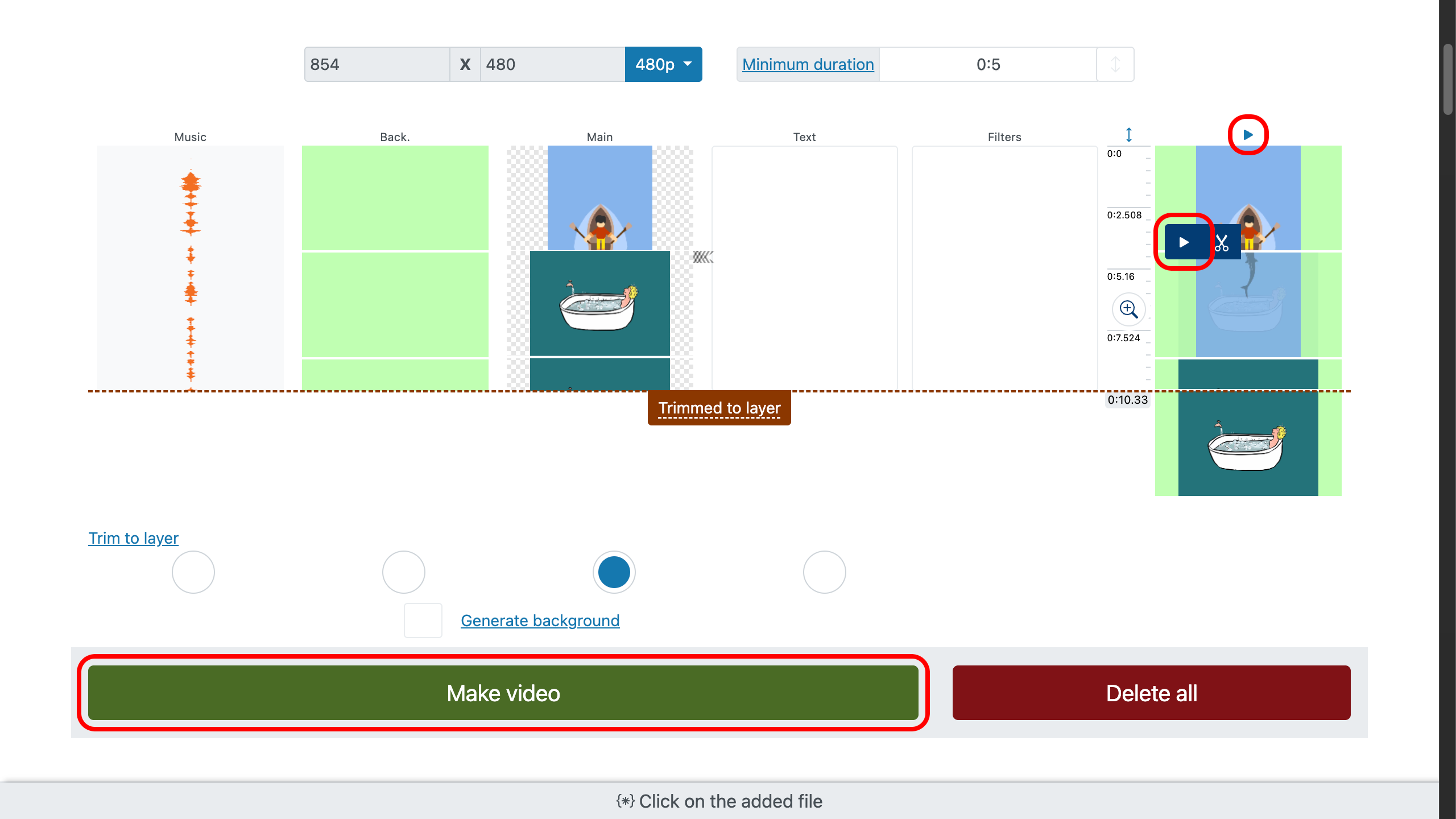 Convert video to gif - preview and export